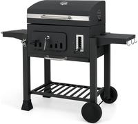 Barbecue au charbon de bois avec tables d'appoint pliantes, hauteur réglable