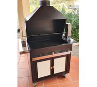 Barbecue au charbon de bois avec tournebroche électrique 80x65