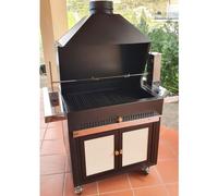 Barbecue au charbon de bois avec tournebroche électrique 97x70
