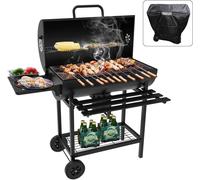 Barbecue au charbon de bois, avec une grande grille de cuisson XXL, deux étagères, une ventilation réglable, une boule de cuisson, des gants de protection contre le feu et un barbecue au charbon de bo