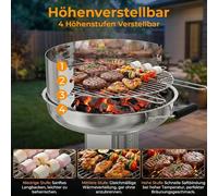 Barbecue au charbon de bois - Barbecue à colonne Barbecue à entonnoir - Résistant aux intempéries, en acier inoxydable - Grille chromée réglable en hauteur - Bac à cendres - Aération - Allumage piézoé