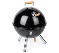 Barbecue au charbon de bois - Barbecue sphérique portable - Acier au carbone - Avec couvercle - Poignée de transport - 31 x 31 x 41 cm - Noir