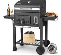 Barbecue au charbon de bois - Barbecue XXL - Fumoir - Surface de cuisson - Tiroir à charbon - Tables latérales pliables