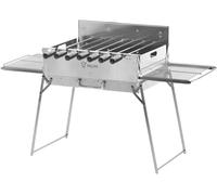 Barbecue au charbon de bois BBQ-Toro, avec broche rotative électrique, en acier inoxydable, pliable, idéal pour le camping, avec sac de transport et 7 broches