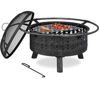 Barbecue au charbon de bois, diamètre 75 cm, noir/argent