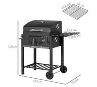 Barbecue au charbon de bois, en acier inoxydable, pour une utilisation en extérieur, dimensions 113X65X108Cm, couleur vert armée