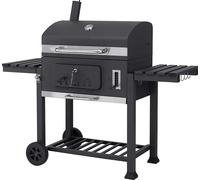 Barbecue au charbon de bois extra-large - Chariot barbecue - Grande surface de cuisson - Double zone de cuisson - Bac à charbon réglable en hauteur - Aluminium moulé - Émaillé porcelaine - Table d'app