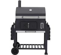 Barbecue au charbon de bois extra large - double zone - Barbecue extérieur avec réservoir à charbon réglable et tablette latérale rabattable - 152×60×136cm