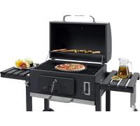 Barbecue au charbon de bois, fonte d'aluminium, surface de cuisson extra-large, cuisson à deux zones, dispositif de sécurité anti-flammes, 3C