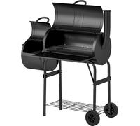 Barbecue au charbon de bois Fortuna Lai en acier BBQ Smoker avec couvercle Thermomètre Roues Tablette mobile Chariot de barbecue avec alimentation en air Bac à charbon, barbecue au charbon Chariot de