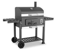 Barbecue au Charbon de Bois, Grill à Charbon BBQ avec 2 Étagère Latérale, Plateau à Charbon Réglable à 6 Positions, 152x60x136cm
