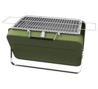 Barbecue au charbon de bois – Grill portable en forme de valise | Couleur : Vert | Dimensions : 30x47x28 cm