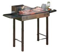 Barbecue au charbon de bois, grille réglable en hauteur, fonction tourne-broche, noir