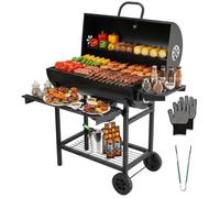 Barbecue au charbon de bois - Grille XXL 70 x 35 cm - Fonte résistante à la chaleur - Noir - Pour jardin, balcon et camping