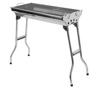 Barbecue au charbon de bois - Pliable - Portable - En acier inoxydable - Autonome - 73 x 33 x 71 cm - Argent