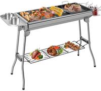 Barbecue au charbon de bois - Portable et pliable - Alliage d'aluminium - Chromé - Facile à nettoyer - CE - Pour le camping et le pique-nique