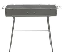 Barbecue au charbon de bois pour l'extérieur - Barbecue de camping pliable - Clapet d'aération réglable - Alliage zinc-fer - Boîtier 80 × 18 × 13 cm - Hauteur 67 cm - Gris