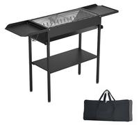 Barbecue au charbon de bois SucceBuy avec grille réglable en hauteur, tablettes latérales rabattables et sac de transport, résistant à la chaleur et revêtu par poudrage – idéal pour le camping, les ga