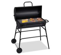 Barbecue au charbon de bois - XXL - Avec couvercle - Aération réglable - 96,5 x 103 x 64,5 cm - Noir - Pour jardin et terrasse