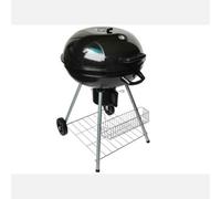Barbecue à charbon - Double grille Ø54.5cm - Couvercle thermostat - Sur roues - Noir