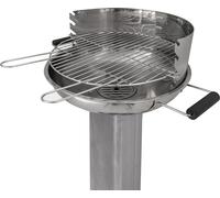 Barbecue au charbon en acier inoxydable - Barbecue sur pied - Résistant aux intempéries - Grille chromée réglable en hauteur - Bac à cendres - Registre d'aération - Allumage piézoélectrique - Bleu