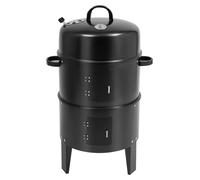 Barbecue au charbon - Grill multifonction 3-en-1 - Amovible - Deux niveaux - Fumeur, mijoteur et grill - Thermomètre - En fer - Noir