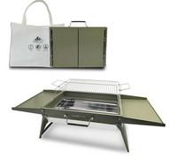 Barbecue au charbon - Pliable - Pour 3 à 5 personnes - 47 x 34 cm - Vert