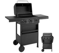 Barbecue au gaz compacte - 3 brûleurs - Chariot - Inox - 7 kW - Noir - Pour balcon, terrasse et camping