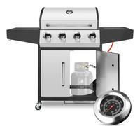 Barbecue au gaz pour gaz naturel - 4+1 brûleurs - Chariot de barbecue - 4 brûleurs principaux de 2,93 kW - 1 brûleur latéral de 2,33 kW - Grande surface de cuisson - Pour l'extérieur - Acier inoxydabl