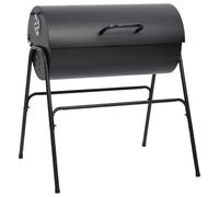 Barbecue avec 2 grilles en acier noir - 80 x 95 x 90 cm - Grand barbecue au charbon de bois avec grille de maintien au chaud - Réservoir à cendres amovible pour extérieur, camping, balcon, steak