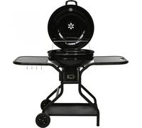 Barbecue avec tablettes latérales Vaggan, métal, 135 x 65 x 95 cm, noir