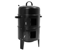 Barbecue - Barbecue au charbon de bois 3-en-1 avec fumoir et four - Portable - Pour la cuisine en plein air, le fumage et la cuisson à l'étouffée, les pique-niques et le camping - Noir
