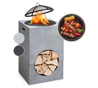 Barbecue braséro Blumfeldt Monolith avec grill MGO & bac en acier - Gris