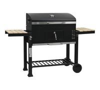 Barbecue charbon avec tablettes latérales et grilles réglables "Marquis" - Noir