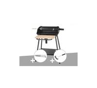 Barbecue charbon bergamo + pince en inox + brosse en t - somagic