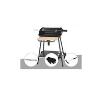 Barbecue charbon bergamo + pince en inox + gant de protection + brosse en t - so