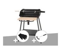 Barbecue charbon bergamo + gant de protection + brosse en t - somagic