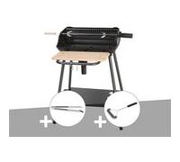 Barbecue charbon bergamo + pince en inox + brosse en t - somagic