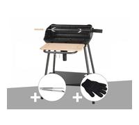 Barbecue charbon Bergamo Somagic + Pince en inox + Gant de protection