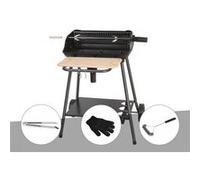Barbecue charbon bergamo + pince en inox + gant de protection + brosse en t - so