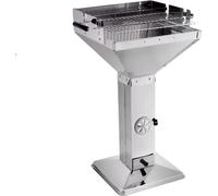 Barbecue charbon de bois BBQ Fioren - Pour le jardin, le camping et l'extérieur - Barbecue portable en entonnoir avec support - Acier inoxydable - 48x63x90 cm