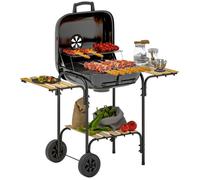 Barbecue charbon de bois - Outsunny - surface de cuisson de 1840 cm² - avec grille, couvercle, étagères et roues - noir