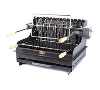 Barbecue charbon encastrable Mendy acier noir + tournebroche