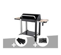 Barbecue charbon Vulcano 3000 + Gant de protection + Malette 8 accessoires inox - Somagic