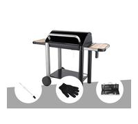Barbecue charbon Vulcano 3000 + Kit tournebroche + Gant de protection + Malette 8 accessoires inox - Somagic