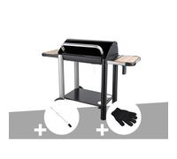 Barbecue charbon Vulcano 3000 + Kit tournebroche + Gant de protection - Somagic