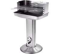 Barbecue colonne au charbon de bois - Barbecue portable en acier inoxydable avec régulateur de ventilation & tablette - Pour le jardin, le camping & l'extérieur - 87x89x89cm