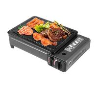 Barbecue de camping avec grille de cuisson à gaz - Kit de barbecue portable à cassette - Cuisinière à gaz - Barbecue d'extérieur - Barbecue de table pour pique-nique, jardin, terrasse, camping, voyage