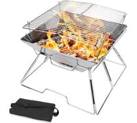 Barbecue de camping léger avec sac de transport en acier inoxydable 304, portable et robuste, taille M (31 x 31 x 21 cm)