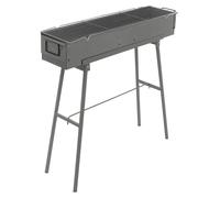 Barbecue de camping pliable - Barbecue portable au charbon de bois - Soufflet d'air réglable - Démonable, dimensions 80x18 cm - Alliage zinc-fer - Gris
